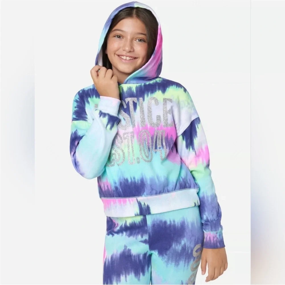 Justice Blue and Purple Tie-Dye Hoodie